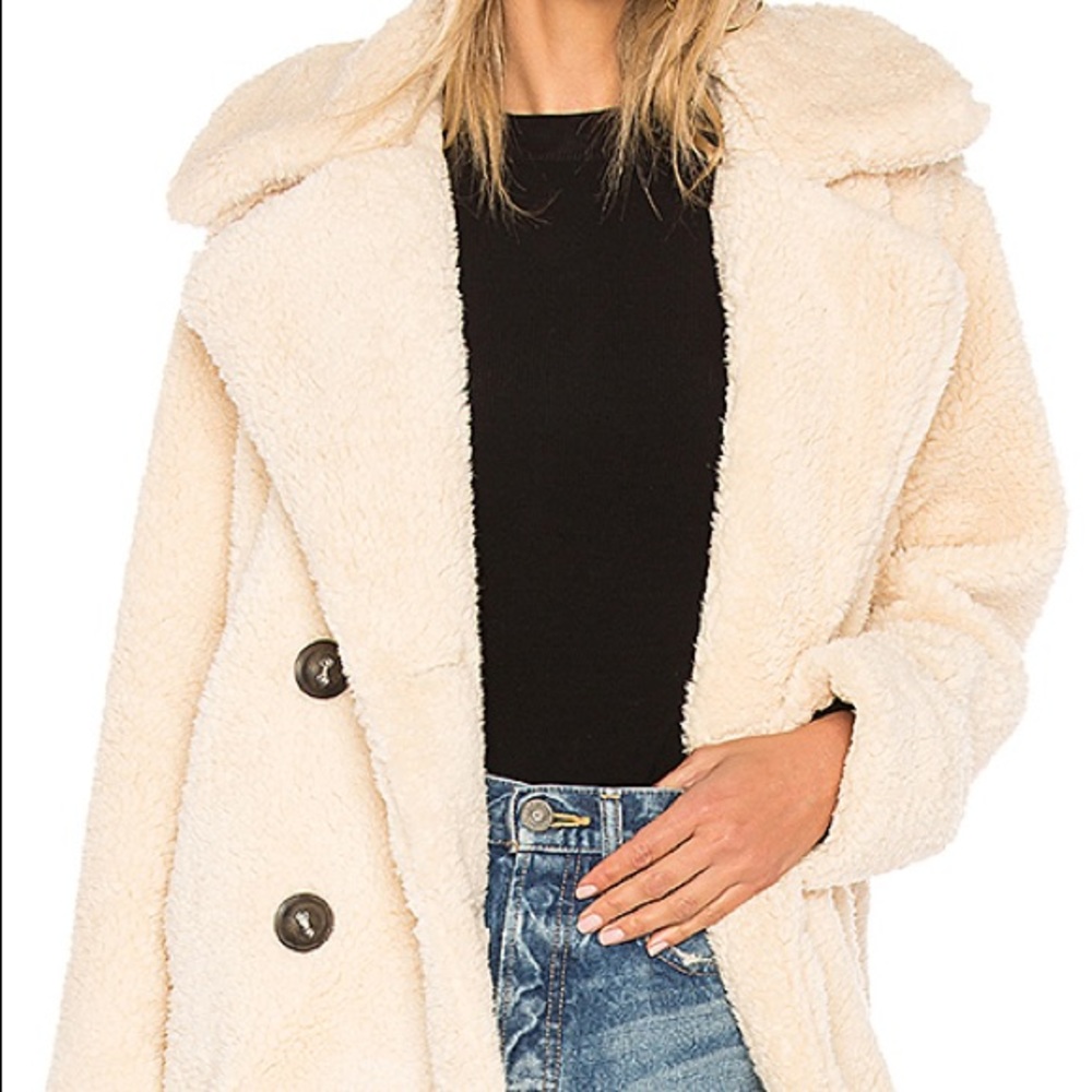Free People Notched Teddy Peacoat